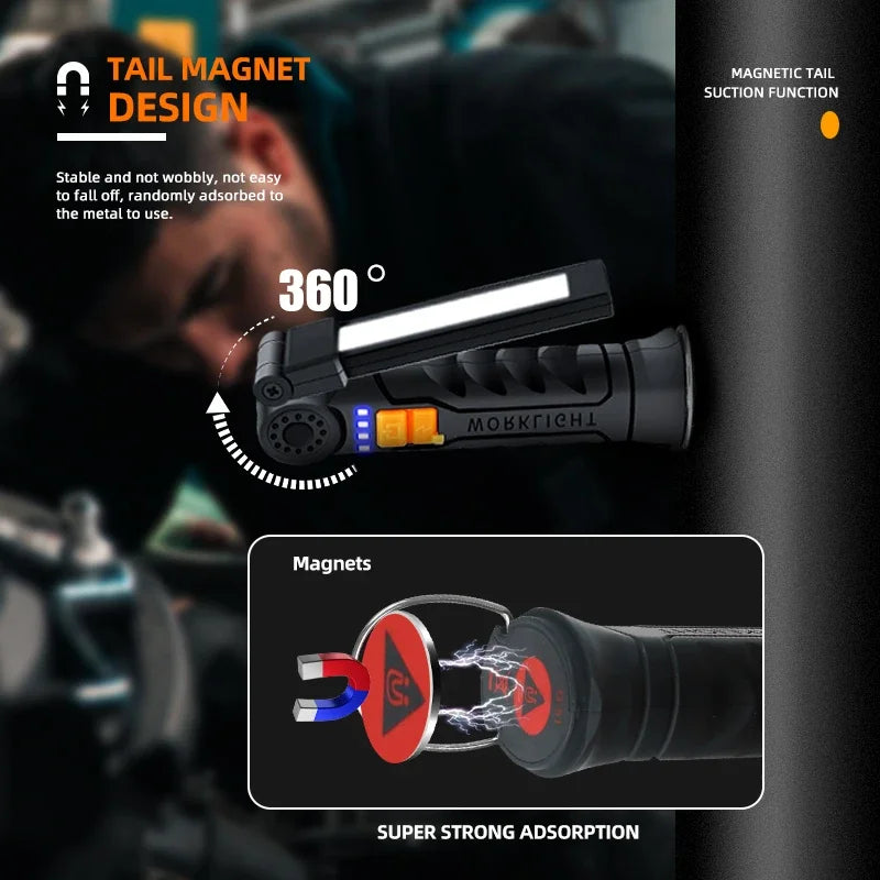Rechargeable COB LED Work Light & Magnetic Flashlight